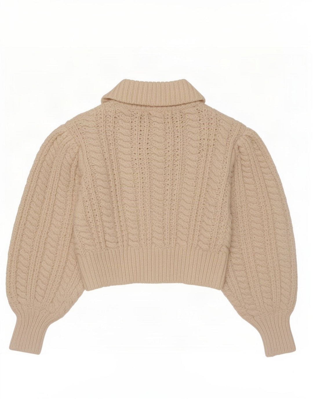 Zara Suéter feminino cropped com gola polo Reino Unido 14 poliéster bege médio