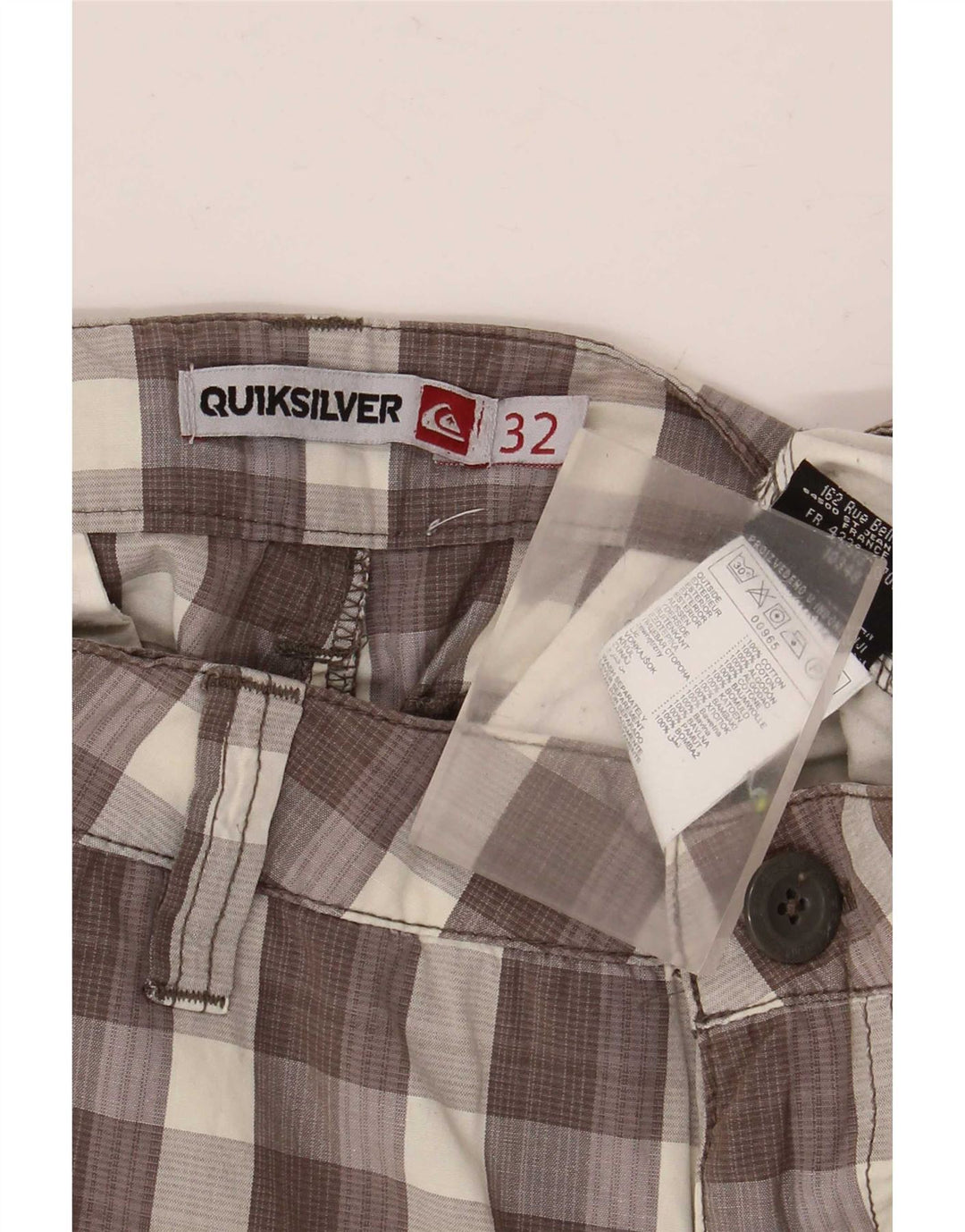 Shorts Cargo Masculino Quiksilver W32 Algodão Xadrez Marrom Médio