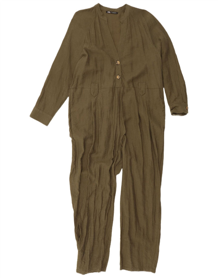 Macacão feminino ZARA UK 18 XL cáqui Lyocell