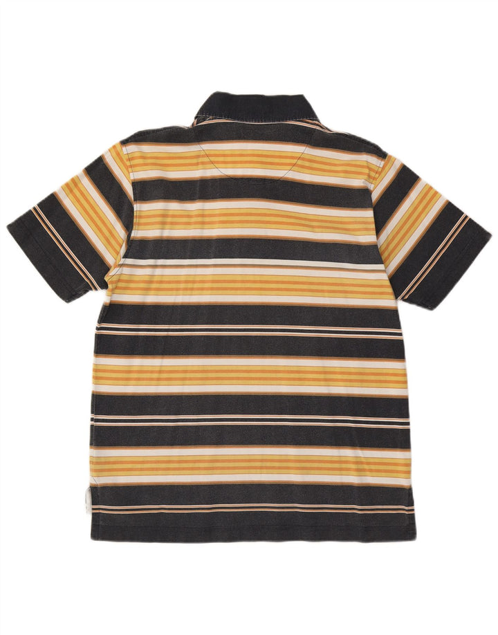 Camisa polo masculina Marlboro Classics pequena listrada amarela de algodão