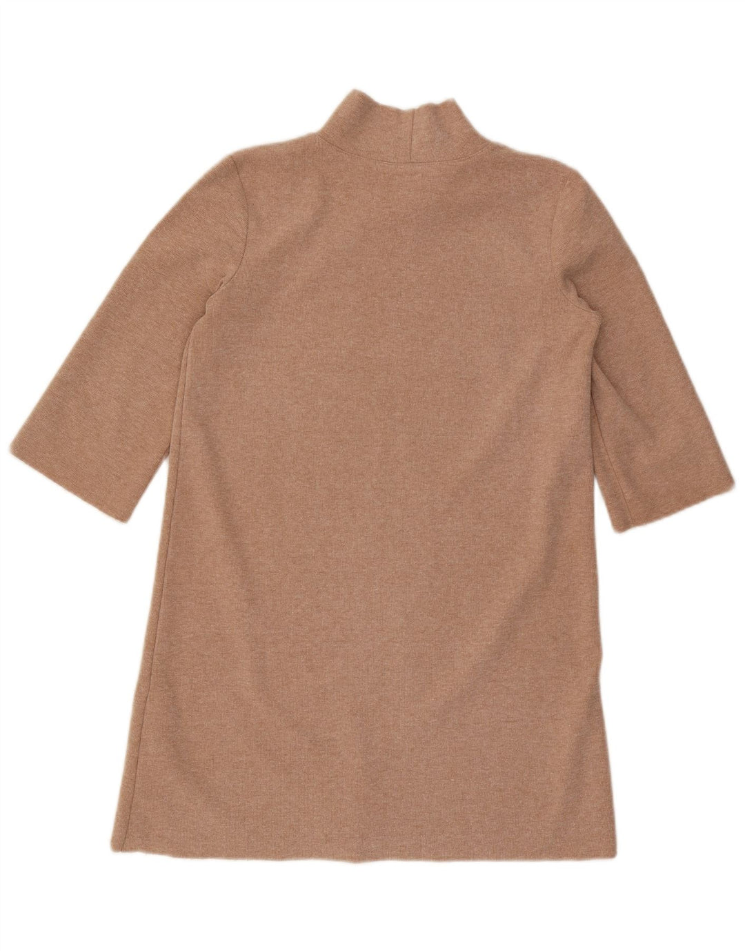Vestido feminino Zara com manga 3/4 UK 10 pequeno poliéster bege