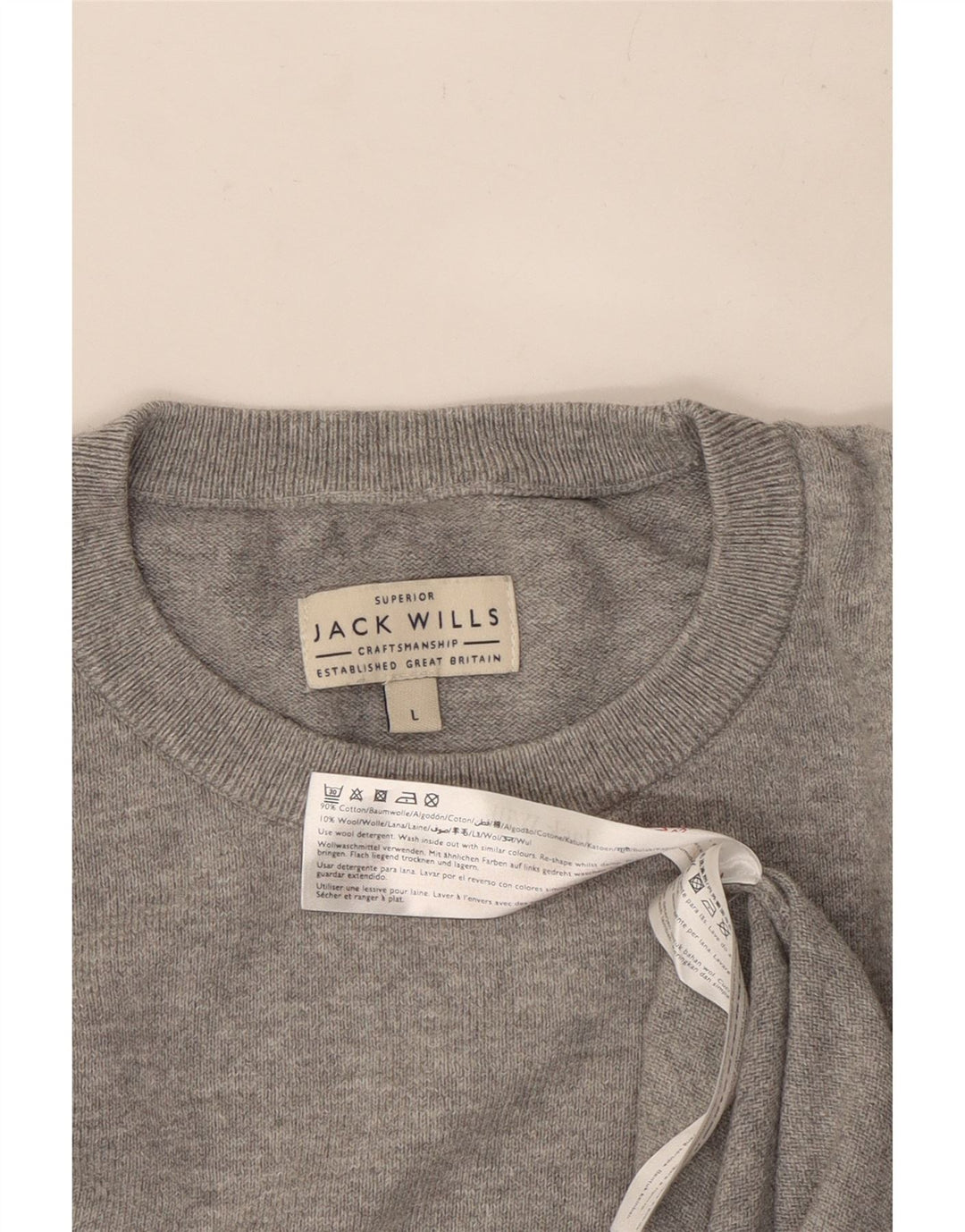 Jack Wills Suéter masculino com gola redonda, grande algodão cinza