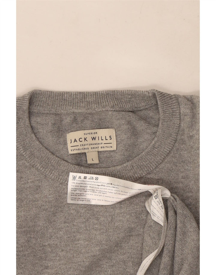 Jack Wills Suéter masculino com gola redonda, grande algodão cinza