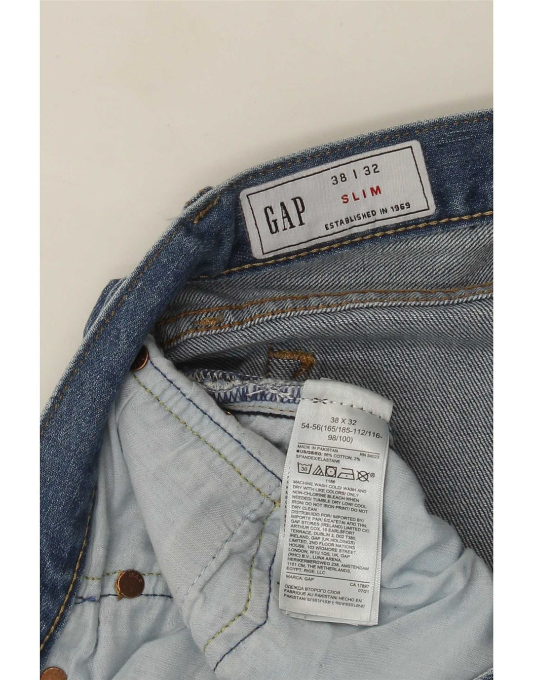Jeans Slim Feminino Gap W38 L32 Azul Algodão