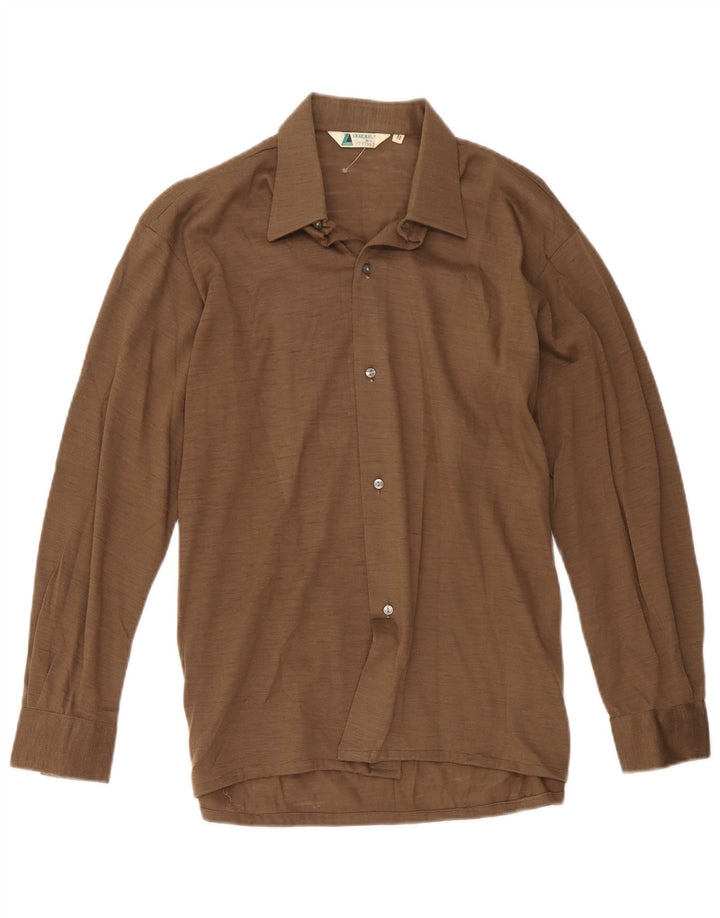 Camisa masculina vintage tamanho 39 lã marrom médio
