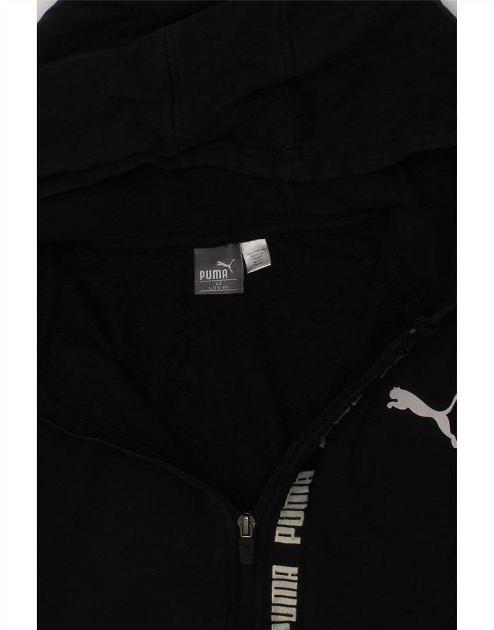 PUMA Boys Graphic Zip Hoodie Sweater 14-15 Years Large  Black Cotton Vintage Puma and Second-Hand Puma from Messina Hembry 