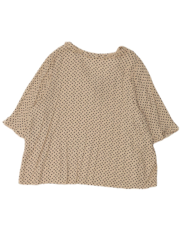 Blusa feminina Marks & Spencer com babados frontais UK 18 XL off white bolinhas