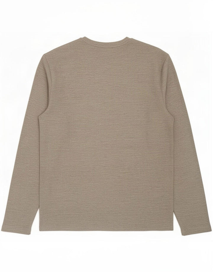 Top masculino Marks & Spencer de manga comprida de algodão cinza pequeno