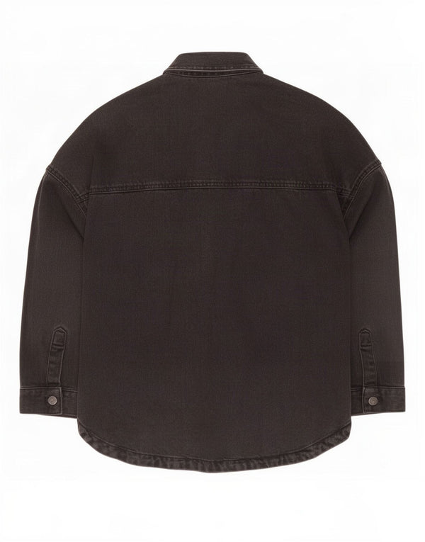 Camisa jeans feminina Zara, Reino Unido 10, pequeno, preto, algodão
