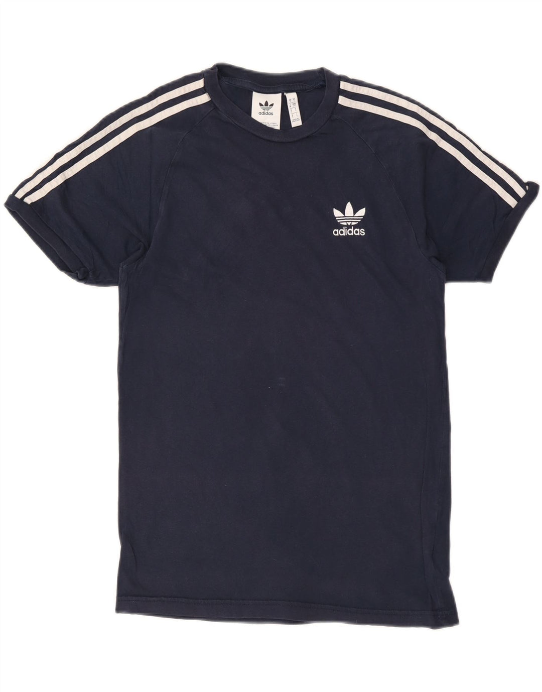 Adidas Mens Camiseta Top Pequeno Algodão Azul Marinho