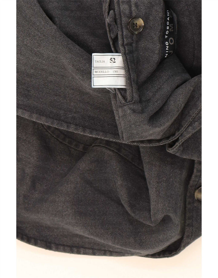 Jaqueta blazer masculina vintage com 3 botões IT 52 XL algodão listrado cinza