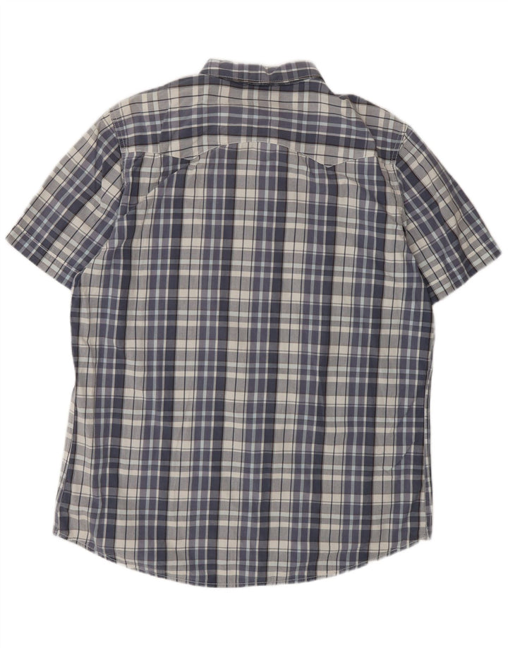 Camisa masculina LEVI'S Slim Fit de manga curta XL azul xadrez de algodão
