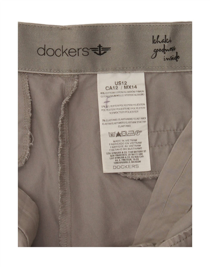 DOCKERS Womens Slim Capri Trousers US 12 Large W34 L20 Grey Cotton Vintage Dockers and Second-Hand Dockers from Messina Hembry 