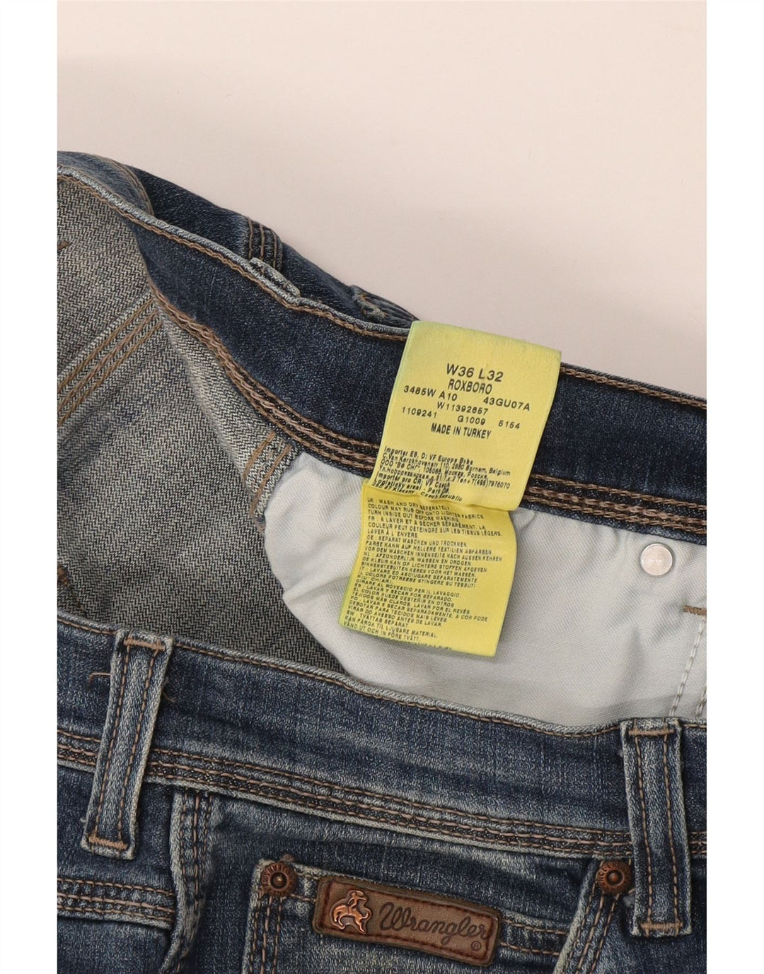 Wrangler Mens Roxboro Straight Jeans W36 L32 Azul Algodão