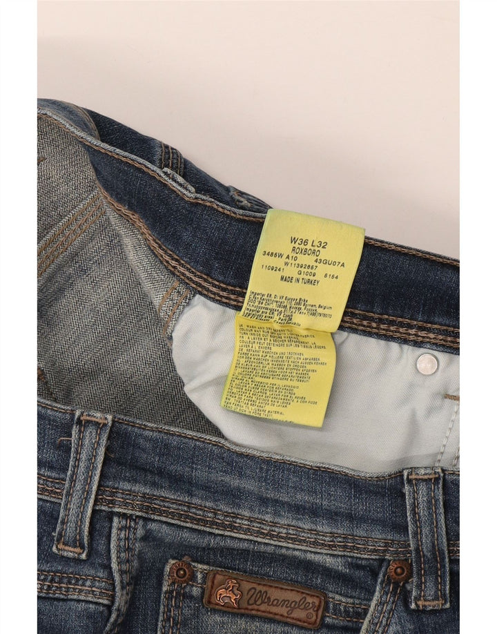 Wrangler Mens Roxboro Straight Jeans W36 L32 Azul Algodão