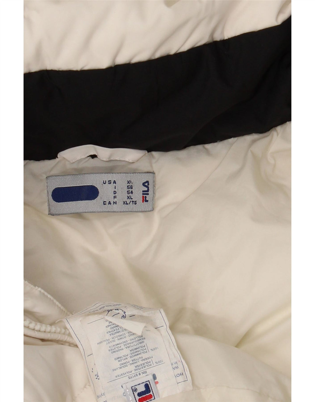 Jaqueta masculina acolchoada com capuz FILA UK 42 XL poliéster branco