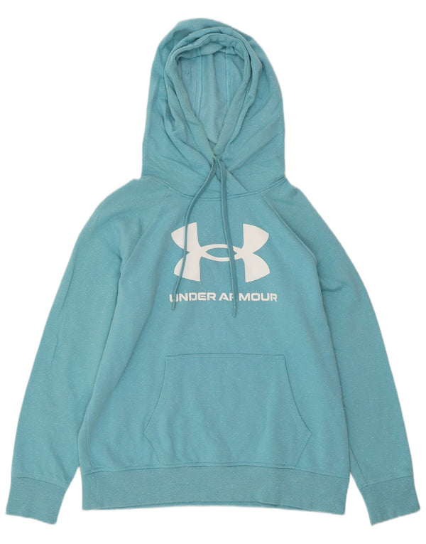 UNDER ARMOUR Suéter feminino com capuz grande tamanho UK 14 médio azul manchado
