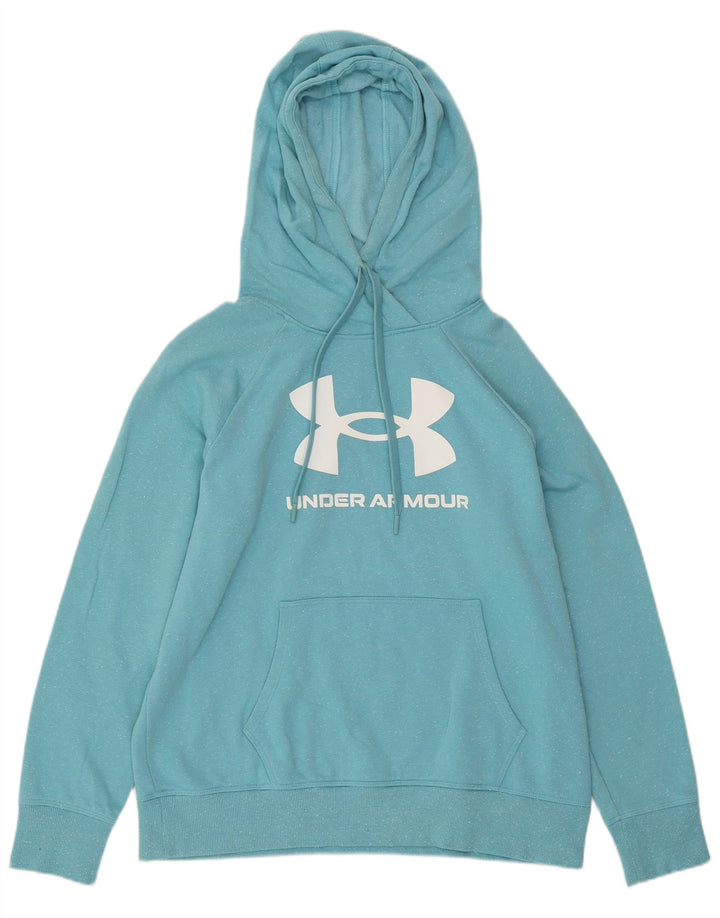 UNDER ARMOUR Suéter feminino com capuz grande tamanho UK 14 médio azul manchado
