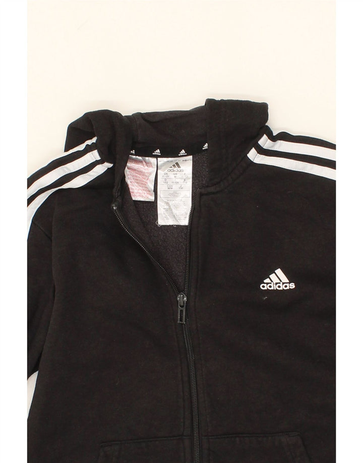 ADIDAS Boys Zip Hoodie Sweater 11-12 Years Black Vintage Adidas and Second-Hand Adidas from Messina Hembry 