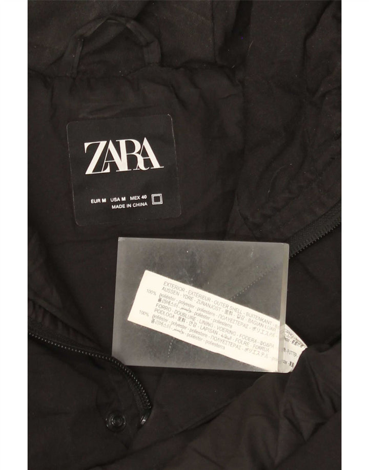 Colete acolchoado com capuz masculino Zara UK 38 poliéster preto médio