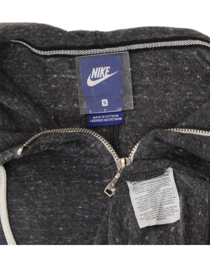 NIKE Womens Zip Hoodie Sweater UK 10 Small Grey Flecked Cotton Vintage Nike and Second-Hand Nike from Messina Hembry 