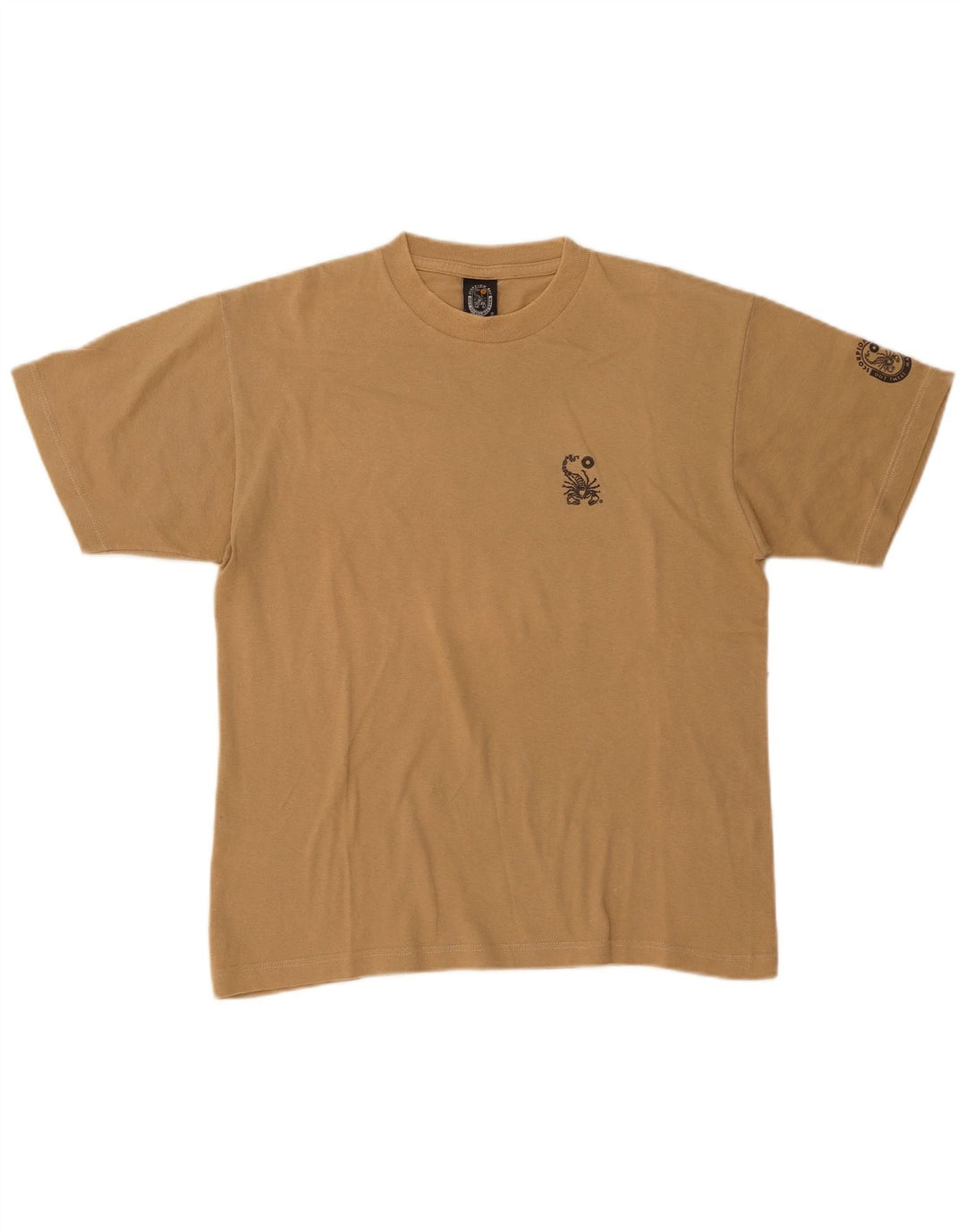 Camiseta masculina SCORPION com estampa gráfica pequena de algodão bege