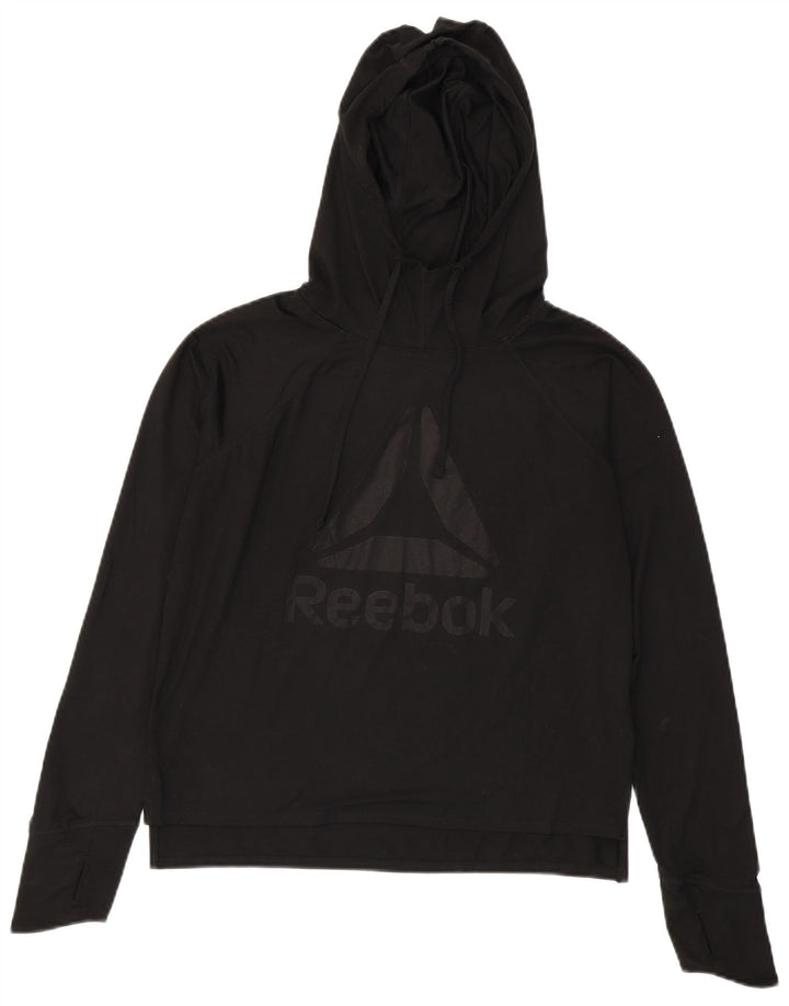 Reebok feminino oversized gráfico moletom com capuz Reino Unido 10 pequeno preto