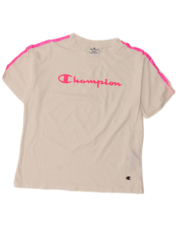 Camiseta feminina Champion Crop Graphic UK 10 Small White Colourblock