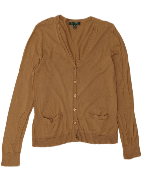 Suéter cardigã feminino Ralph Lauren Reino Unido 18 XL algodão bege