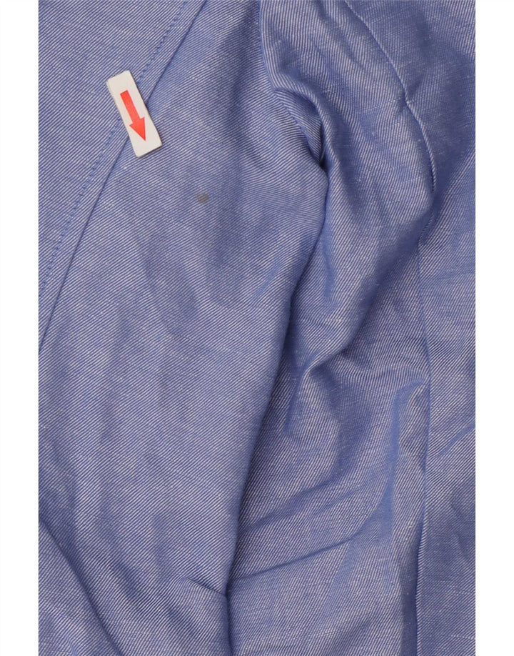 Jaqueta blazer feminina de 2 botões Marks & Spencer Reino Unido 14 grande linho azul