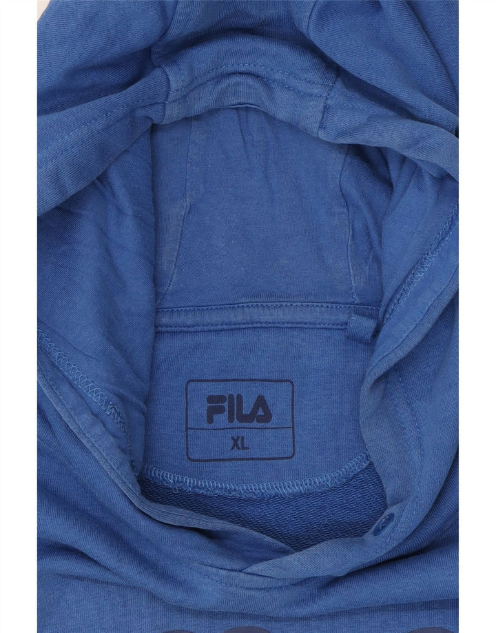 FILA Mens Graphic Hoodie Jumper XL Blue Cotton Vintage Fila and Second-Hand Fila from Messina Hembry 