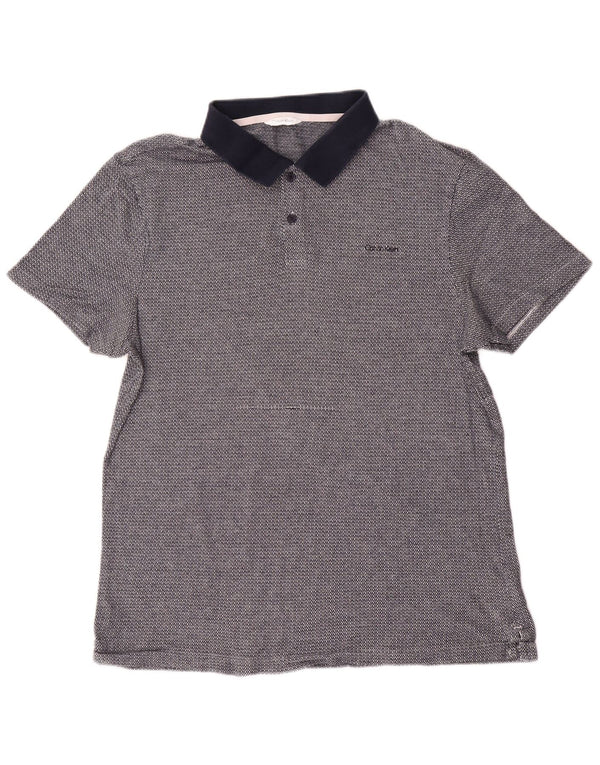 Calvin Klein Mens Short Sleeve Polo Shirt Medium Navy Blue Flecked