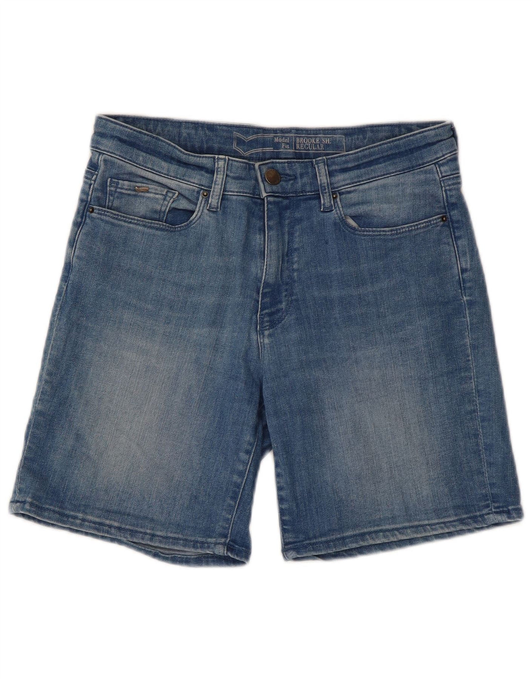 Shorts jeans feminino de ajuste regular W26 algodão azul pequeno Gas