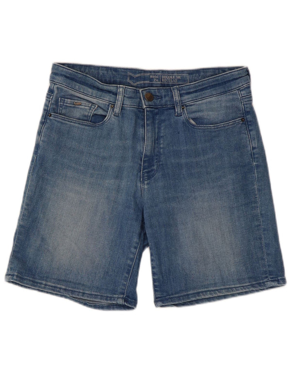 Shorts jeans feminino de ajuste regular W26 algodão azul pequeno Gas