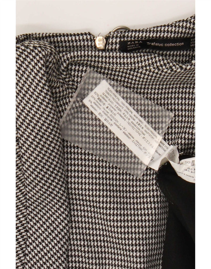 Zara Vestido feminino Trafaluc básico UK 10 pequeno preto houndstooth poliéster