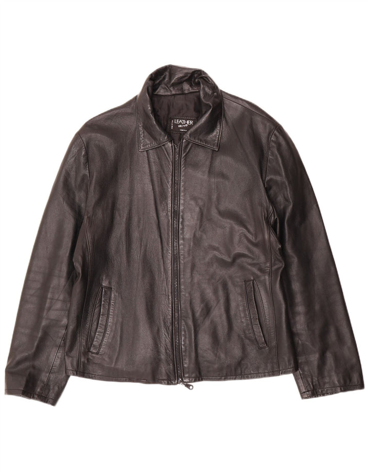 Jaqueta de couro feminina VINTAGE Reino Unido 16 grande couro preto