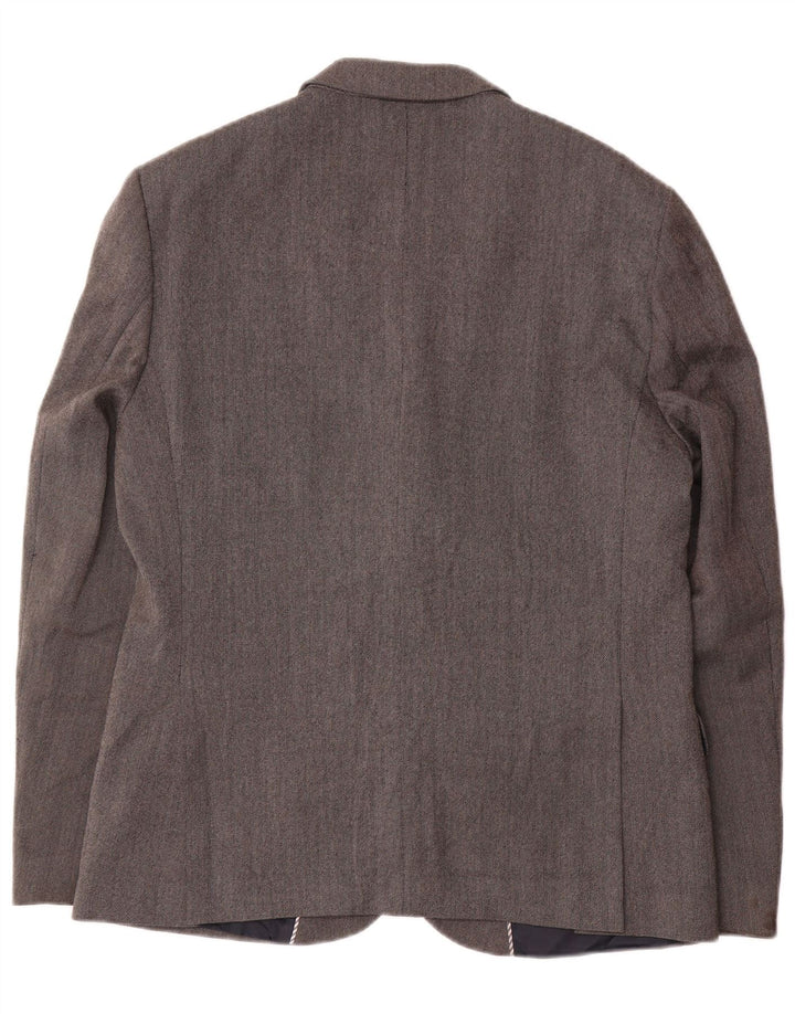 Jaqueta blazer masculina Marks & Spencer com 2 botões Slim Fit Reino Unido 42 grande lã cinza