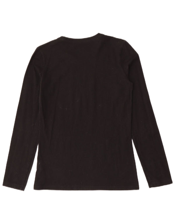 Calvin Klein Jeans Feminino Top Gráfico Manga Longa UK 18 XL Algodão Preto