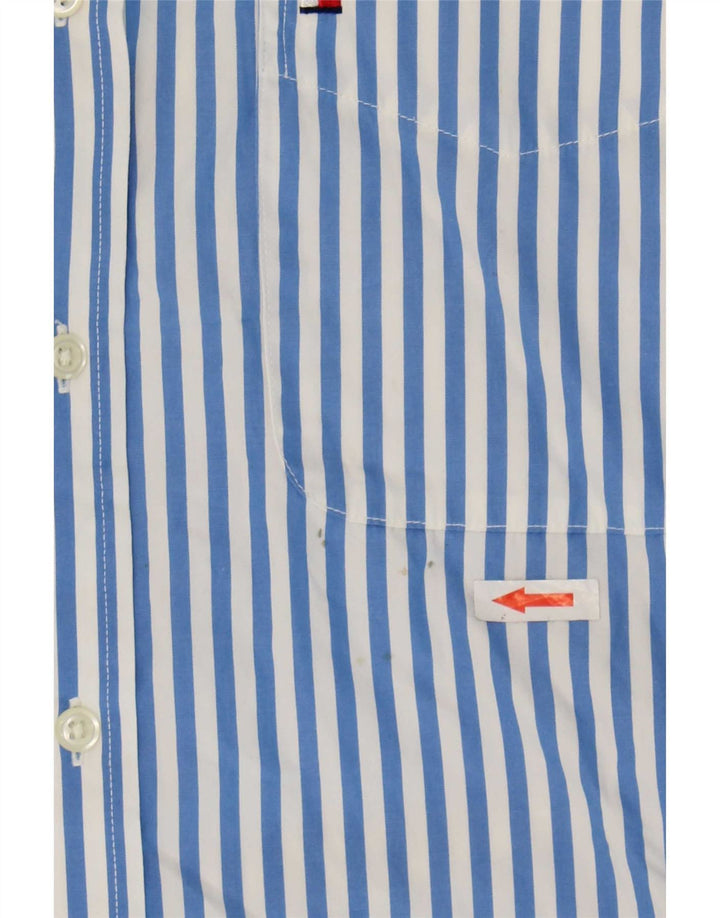 Camisa masculina Tommy Hilfiger de algodão listrado azul médio
