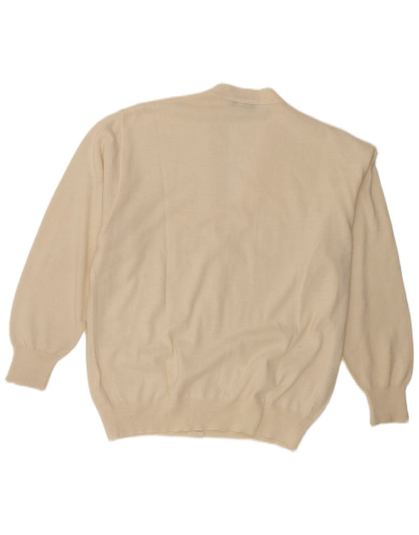 Suéter cardigã masculino vintage IT 50 lã branca média