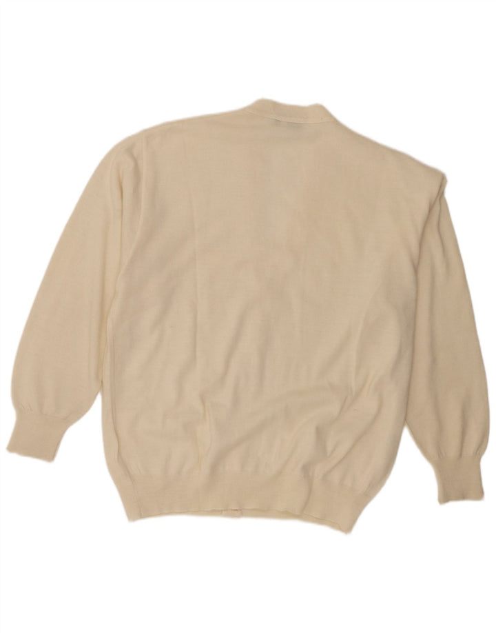 Suéter cardigã masculino vintage IT 50 lã branca média