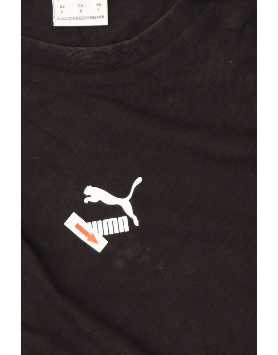 Puma Mens Graphic T-Shirt Top Grande Algodão Preto