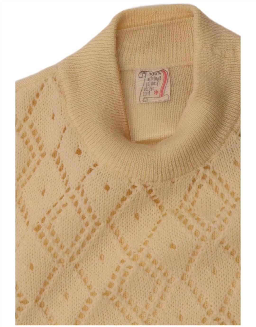 Suéter feminino VINTAGE com gola tartaruga UK 10 pequeno off white