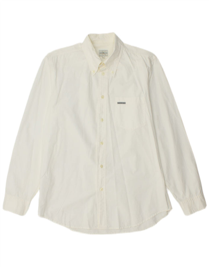 Camisa masculina CALVIN KLEIN JEANS algodão branco médio