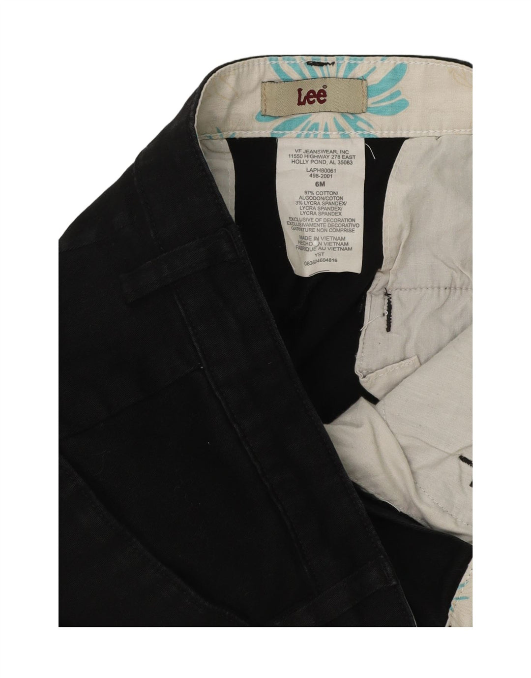 Calça capri feminina LEE reta EUA 6 médio W28 L19 algodão preto