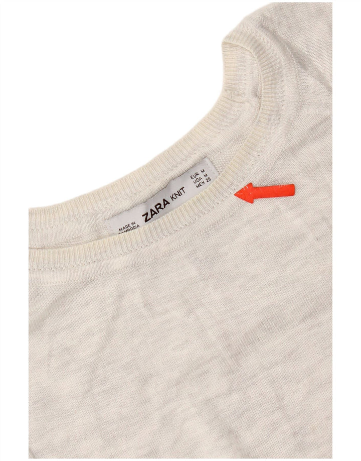 Suéter feminino Zara com gola canoa UK 14 cinza médio