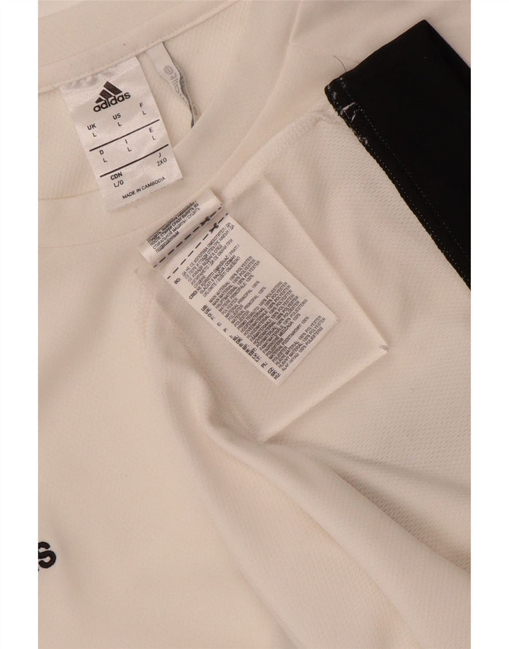 Adidas Mens Climalite Camiseta Top Grande Branco Colorblock Poliéster