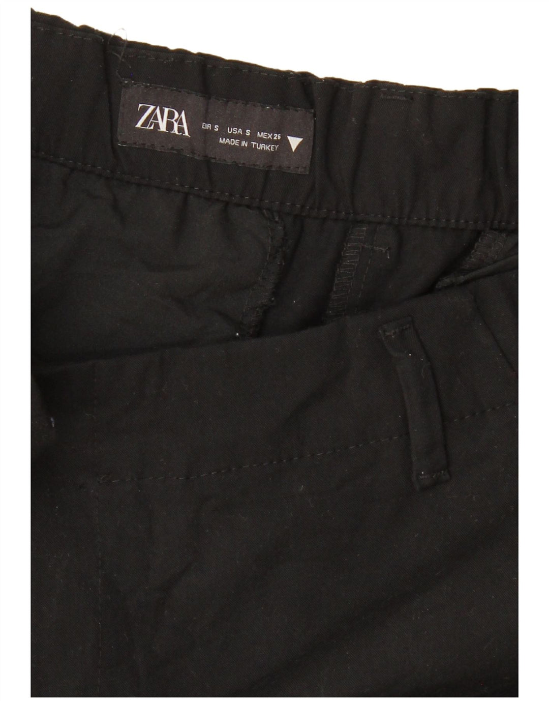 ZARA Calça Chino Feminina de Perna Larga Pequena W26 L26 Preta