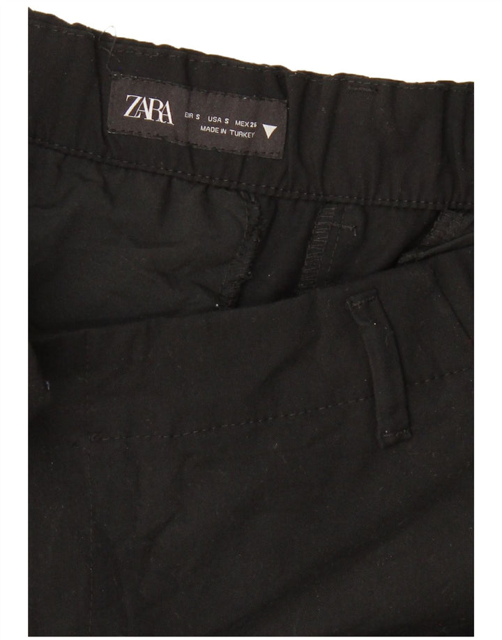 ZARA Calça Chino Feminina de Perna Larga Pequena W26 L26 Preta