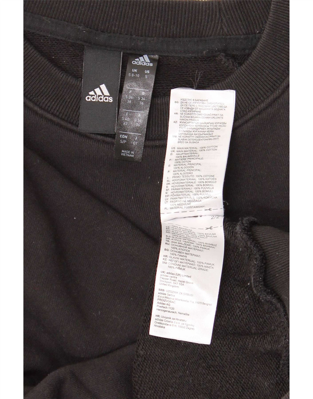 Adidas feminino oversized moletom jumper reino unido 8/10 pequeno algodão preto